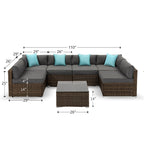 Ensemble de canapés sectionnels en osier pour meubles de patio extérieur COSIEST 7 pièces