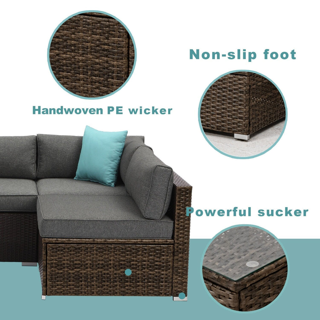 Ensemble de canapés sectionnels en osier pour meubles de patio extérieur COSIEST 7 pièces