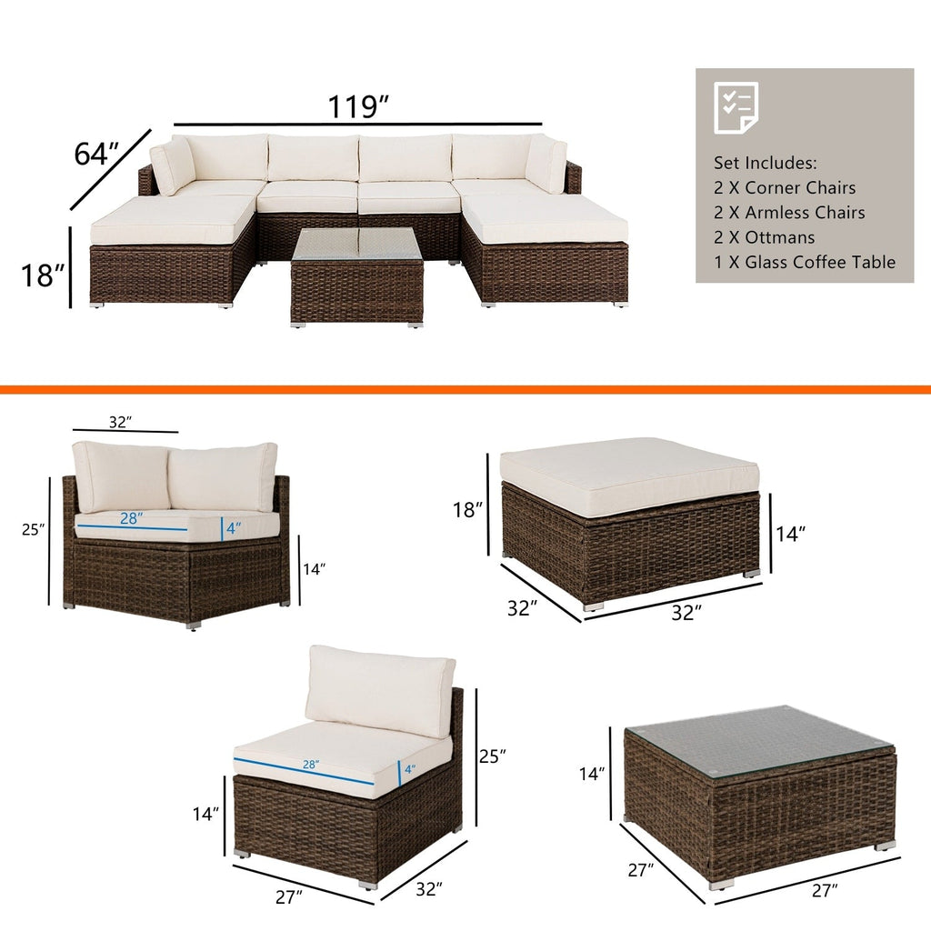 Ensemble de canapés sectionnels en osier pour meubles de patio extérieur COSIEST 7 pièces