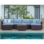 Ensemble de canapés sectionnels en osier pour meubles de patio extérieur COSIEST 7 pièces