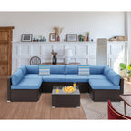 Ensemble de canapés sectionnels en osier pour meubles de patio extérieur COSIEST 7 pièces