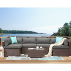 Ensemble de canapés sectionnels en osier pour meubles de patio extérieur COSIEST 7 pièces