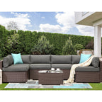 Ensemble de canapés sectionnels en osier pour meubles de patio extérieur COSIEST 7 pièces