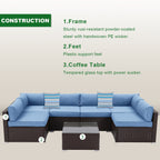 Ensemble de canapés sectionnels en osier pour meubles de patio extérieur COSIEST 7 pièces