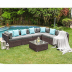 Ensemble de canapés sectionnels en osier pour meubles de patio extérieur COSIEST 7 pièces