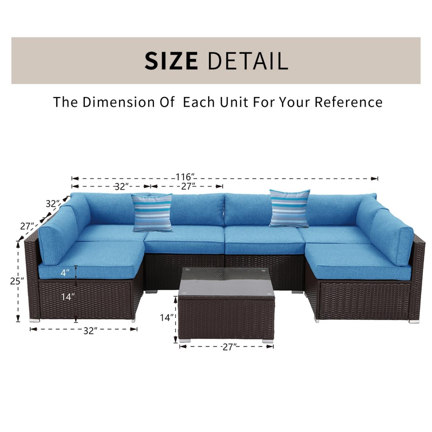 Ensemble de canapés sectionnels en osier pour meubles de patio extérieur COSIEST 7 pièces