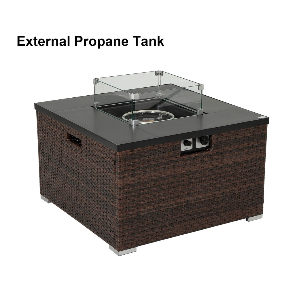 Ensemble de canapés sectionnels en osier pour patio extérieur COSIEST 4 pièces avec table pour foyer