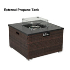 Ensemble de canapés sectionnels en osier pour patio extérieur COSIEST 4 pièces avec table pour foyer