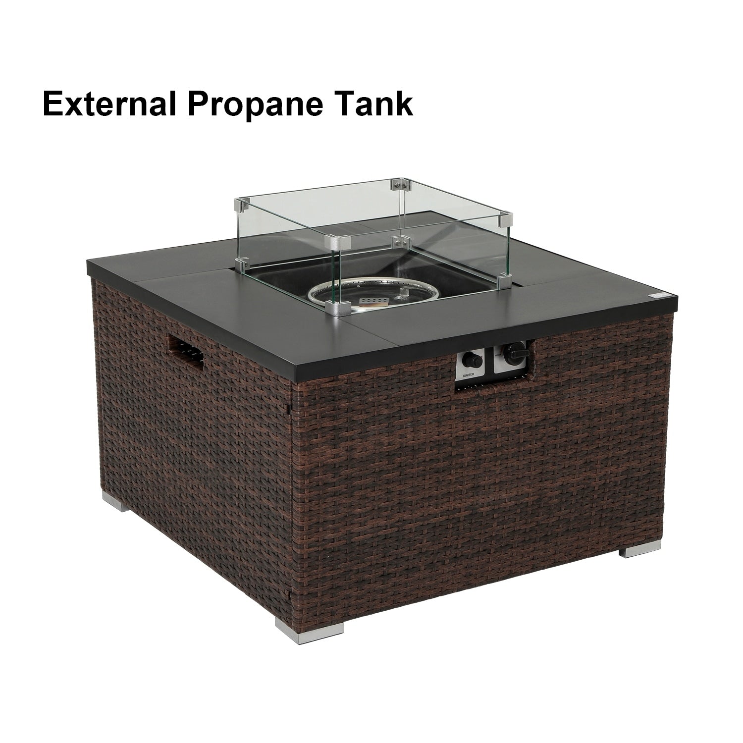 Ensemble de canapés sectionnels en osier pour patio extérieur COSIEST 4 pièces avec table pour foyer