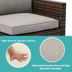 Canapé d'extérieur sectionnel en osier 6 pièces COSIEST, fauteuil avec pouf