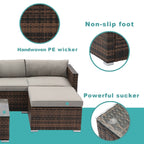 Canapé d'extérieur sectionnel en osier 6 pièces COSIEST, fauteuil avec pouf