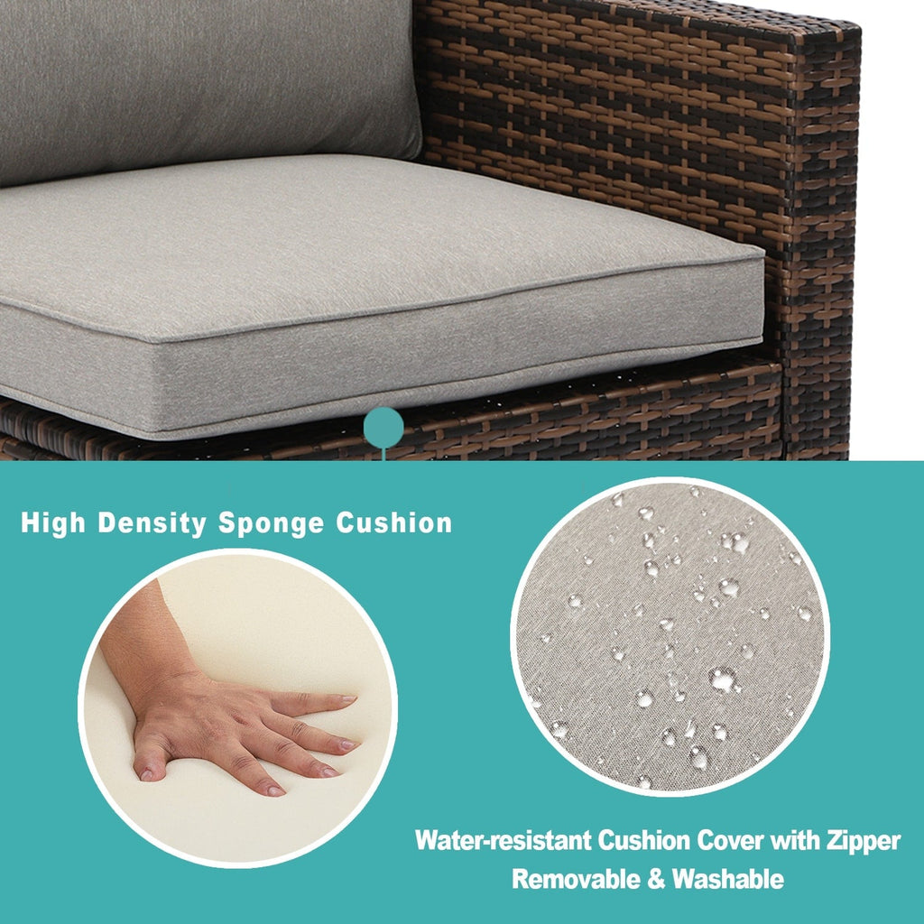 Ensemble de canapés d'extérieur en osier marron COSIEST