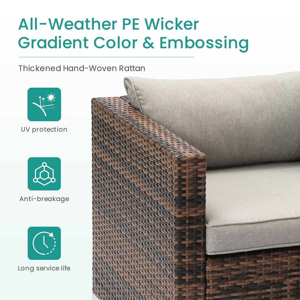 Ensemble de canapés d'extérieur en osier marron COSIEST