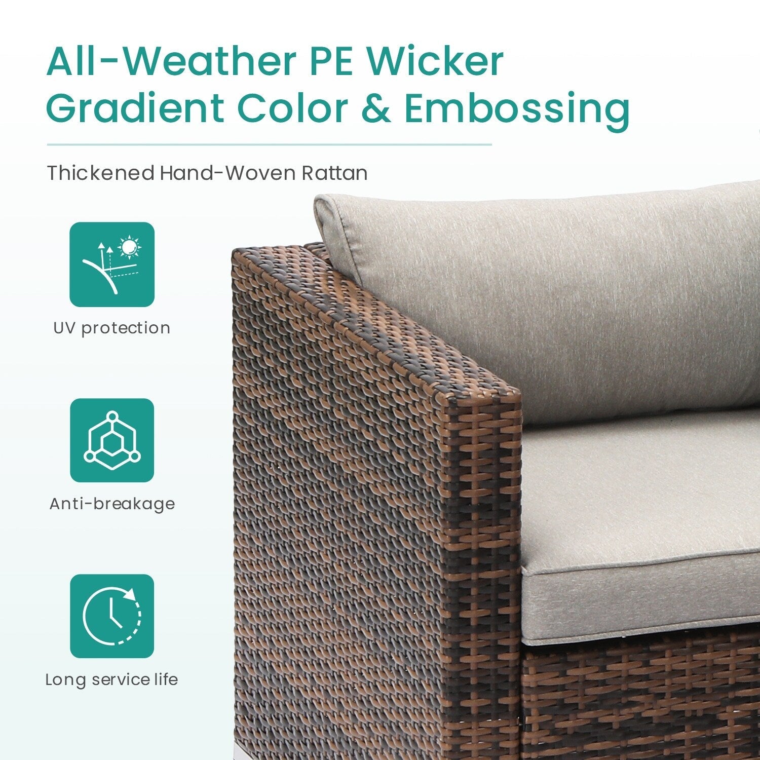 Ensemble de canapés d'extérieur en osier marron COSIEST