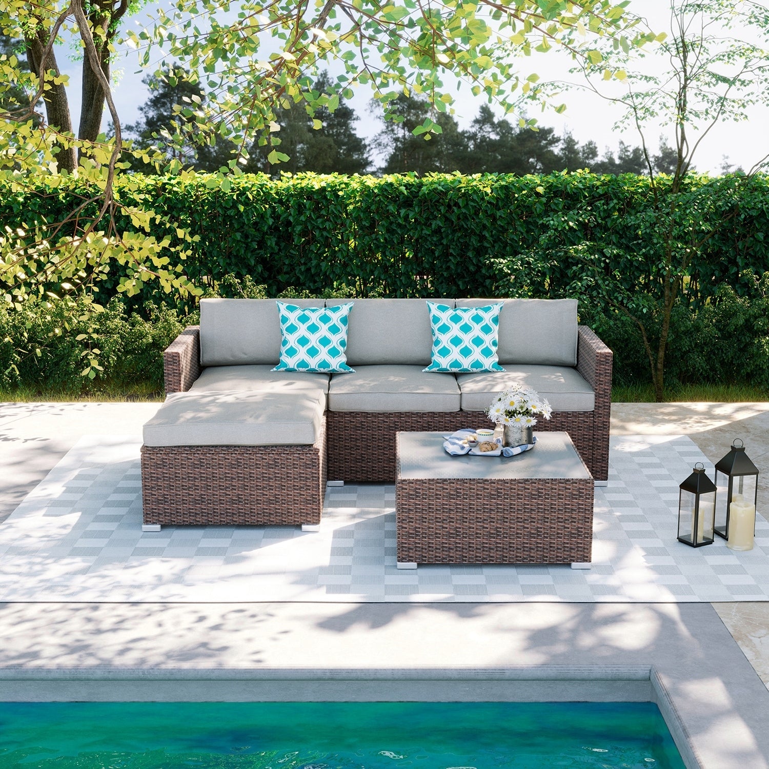 Ensemble de canapés d'extérieur en osier marron COSIEST