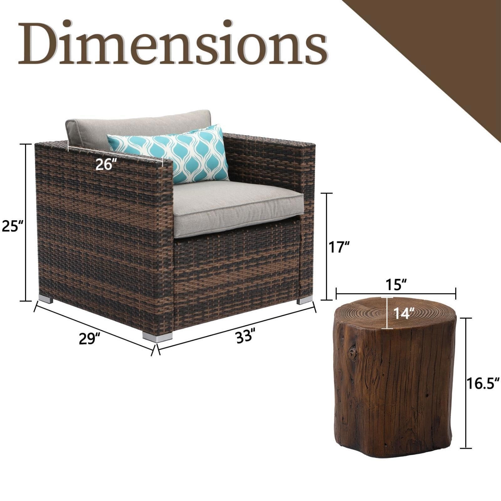 Ensemble de canapés d'extérieur en osier marron COSIEST