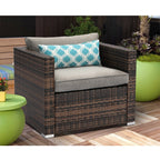 Ensemble de canapés d'extérieur en osier marron COSIEST