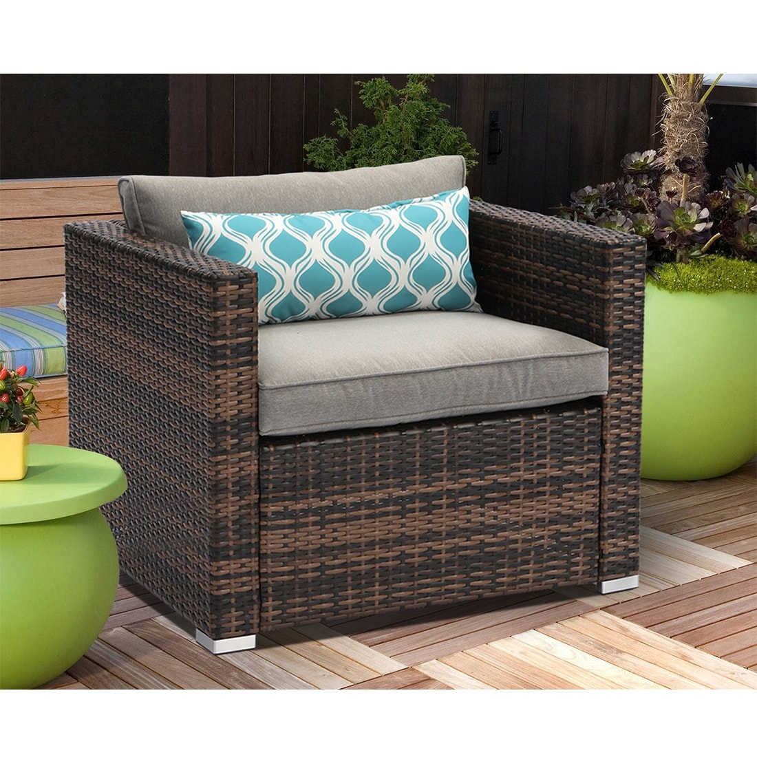 Ensemble de canapés d'extérieur en osier marron COSIEST