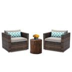 Ensemble de canapés d'extérieur en osier marron COSIEST