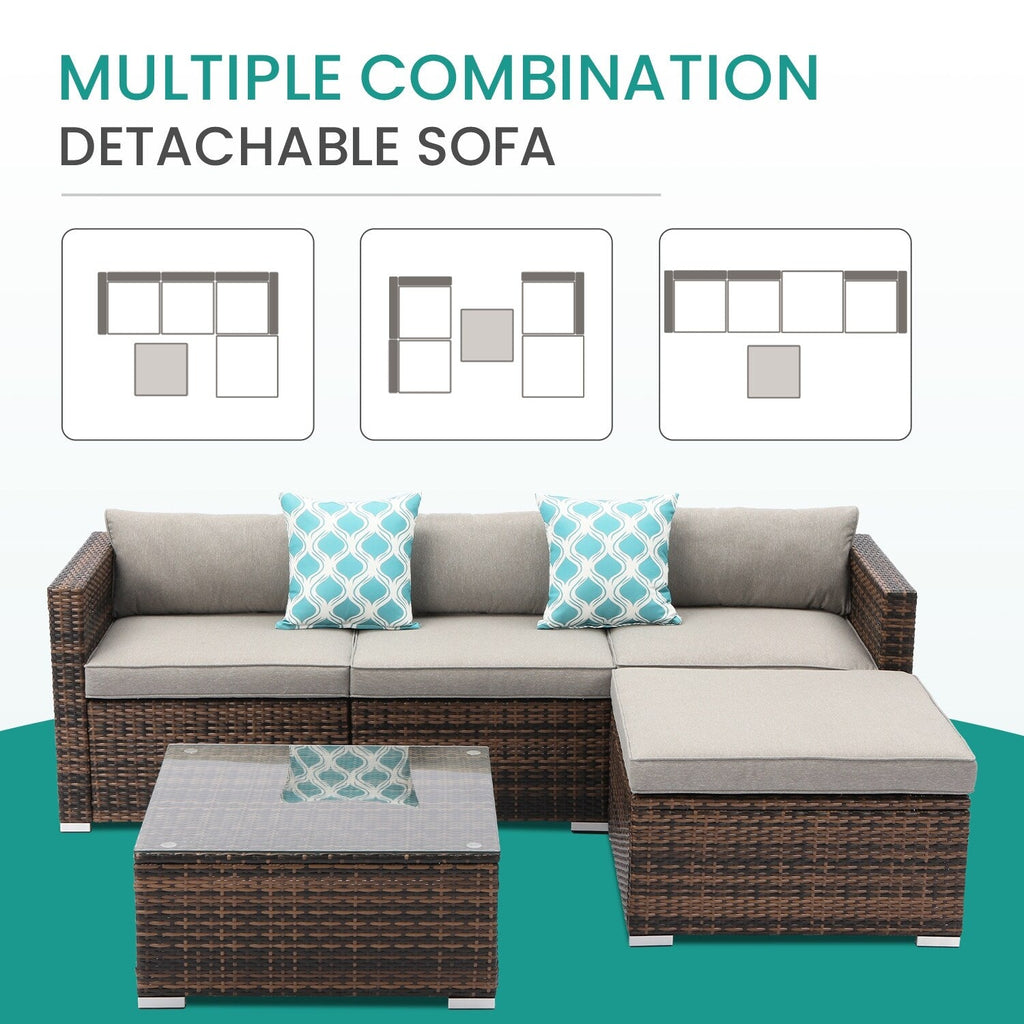 Ensemble de canapés d'extérieur en osier marron COSIEST