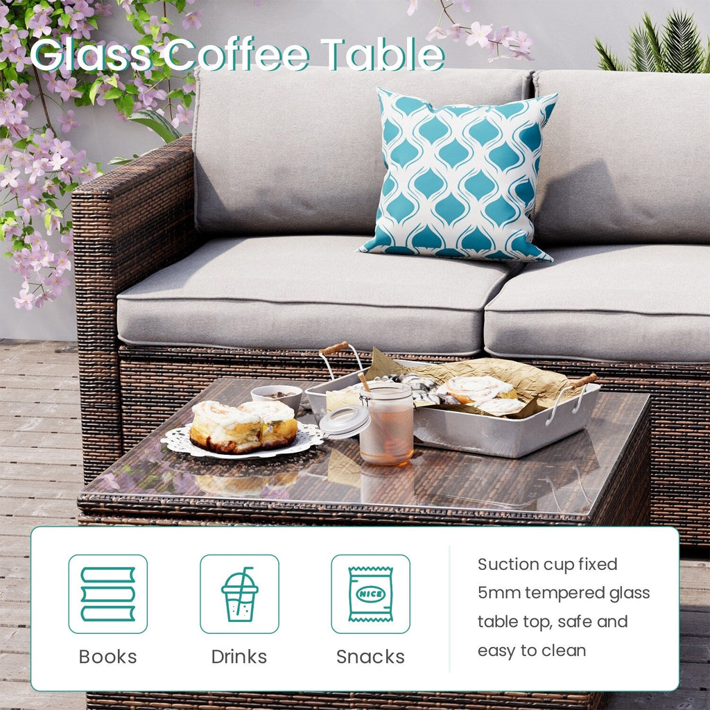 Ensemble de canapés d'extérieur en osier marron COSIEST