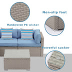 Canapé d'angle en osier 7 pièces pour patio extérieur COSIEST avec table basse