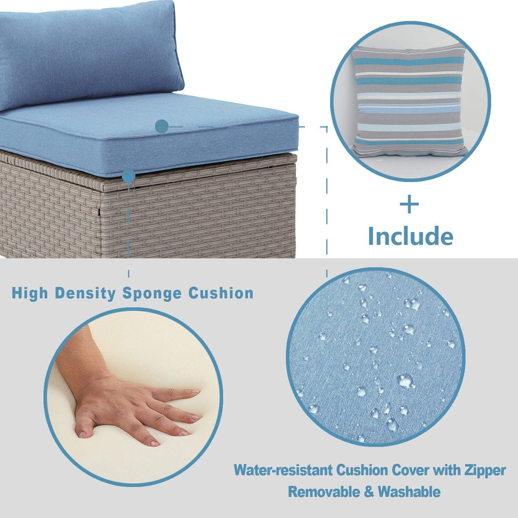 Canapé d'angle en osier 7 pièces pour patio extérieur COSIEST avec table basse