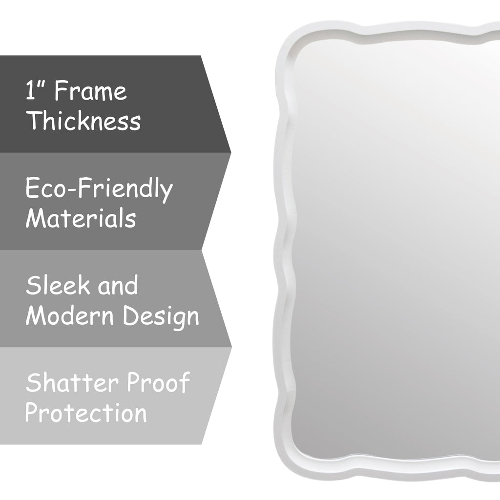 Miroir d'appoint incurvé à cadre en bois festonné COZAYH