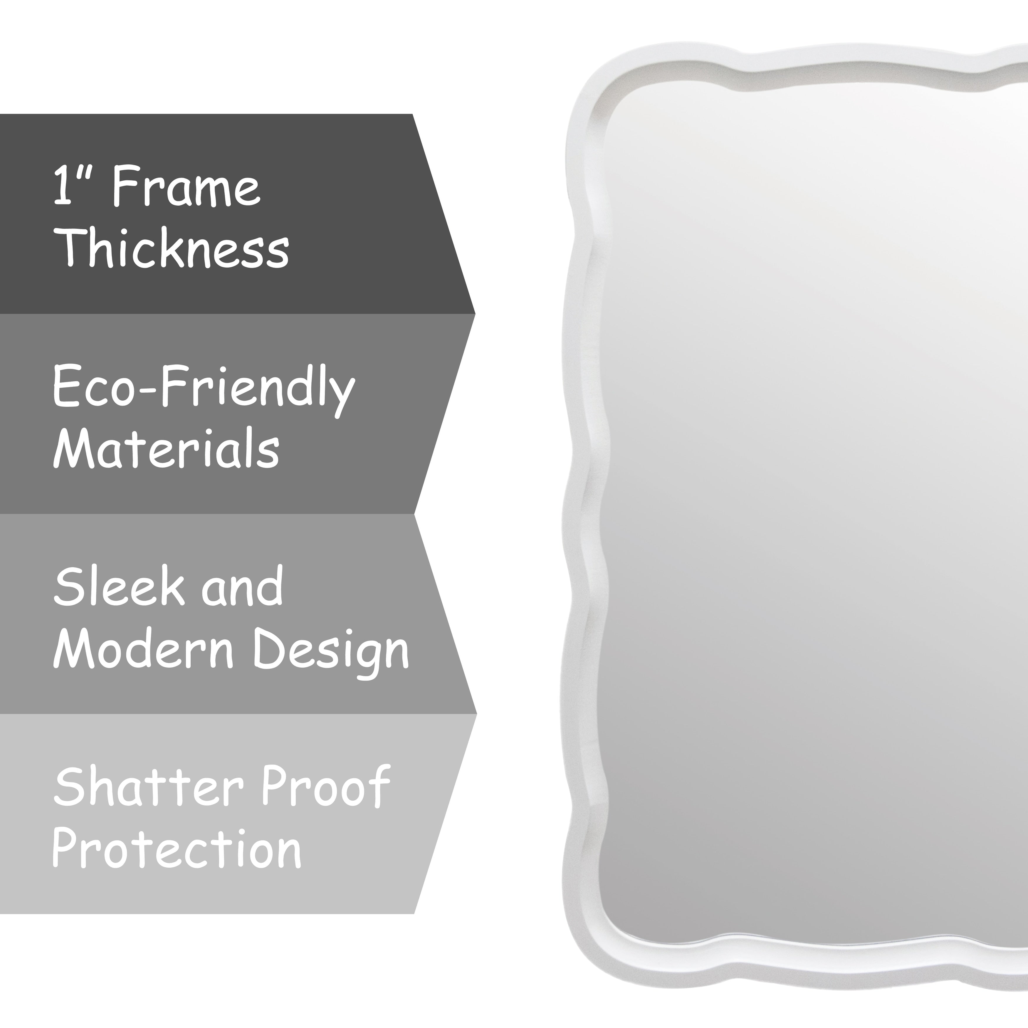 Miroir d'appoint incurvé à cadre en bois festonné COZAYH