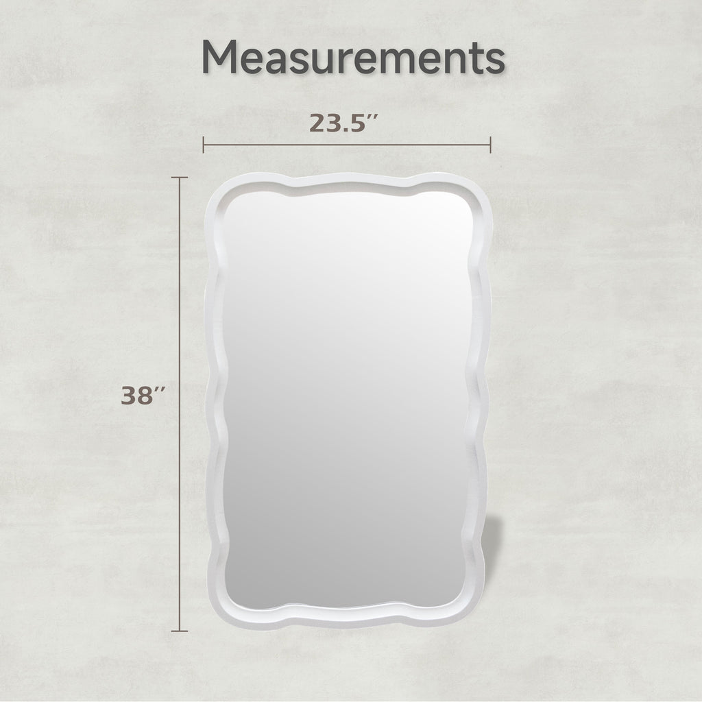 Miroir d'appoint incurvé à cadre en bois festonné COZAYH