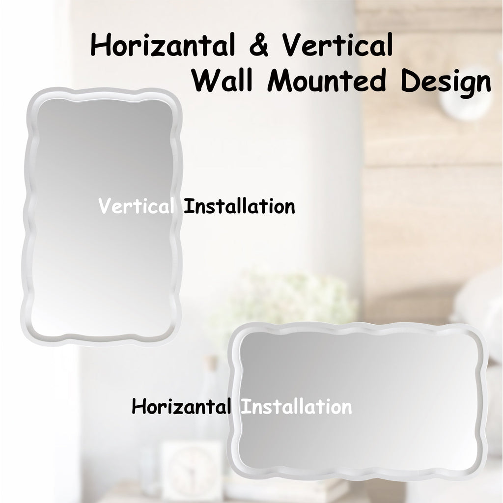Miroir d'appoint incurvé à cadre en bois festonné COZAYH