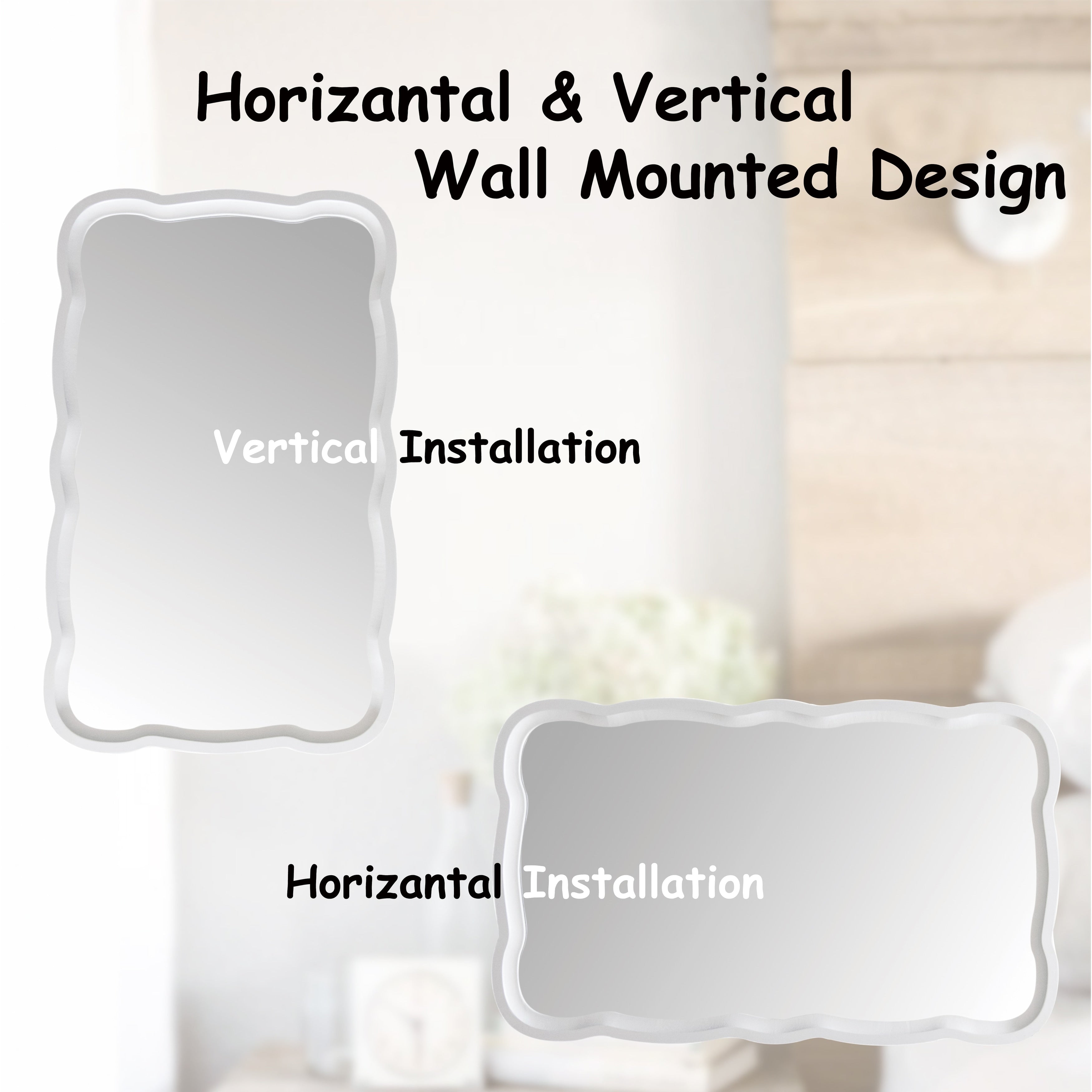 Miroir d'appoint incurvé à cadre en bois festonné COZAYH