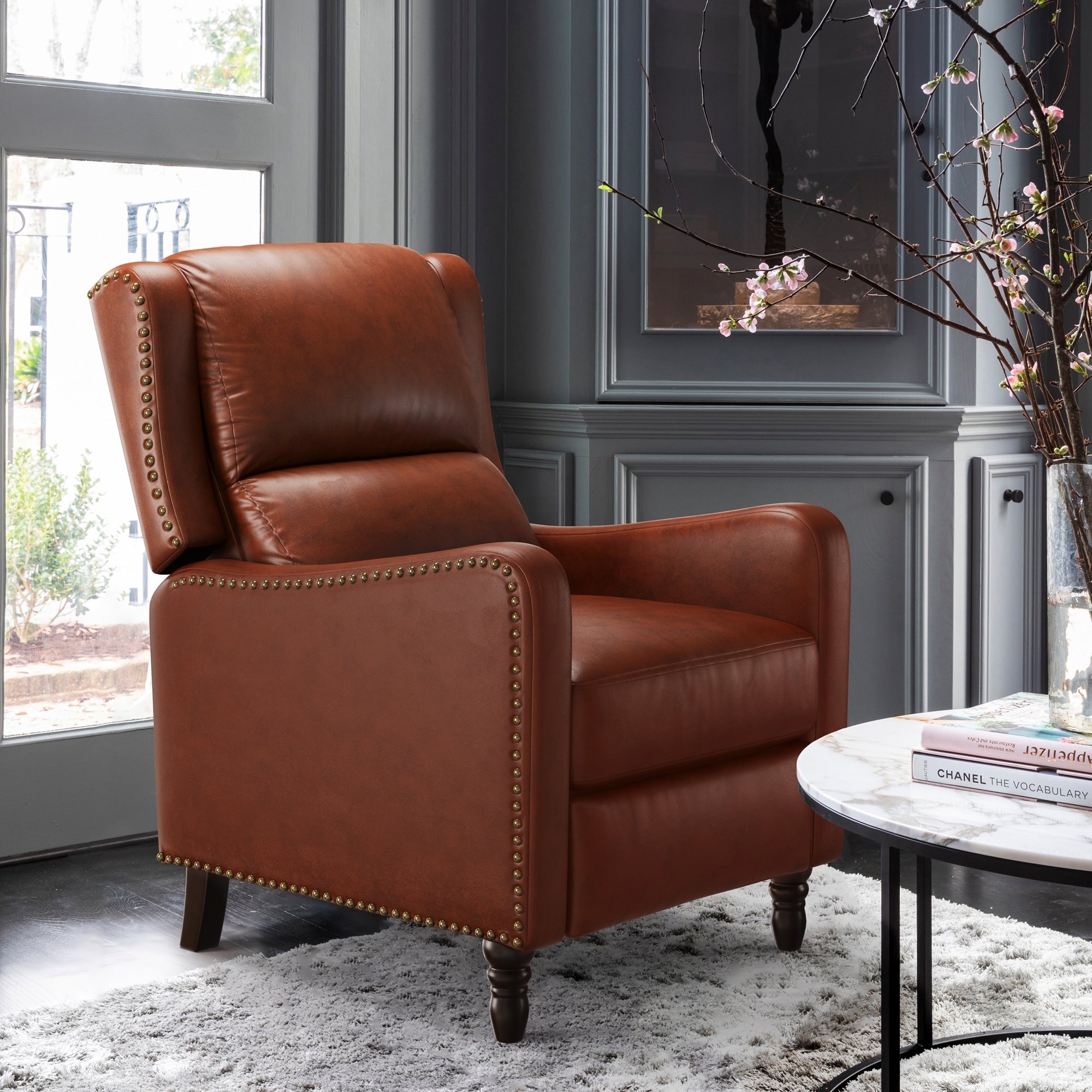 Fauteuil de salon inclinable et confortable en cuir COZYMAN