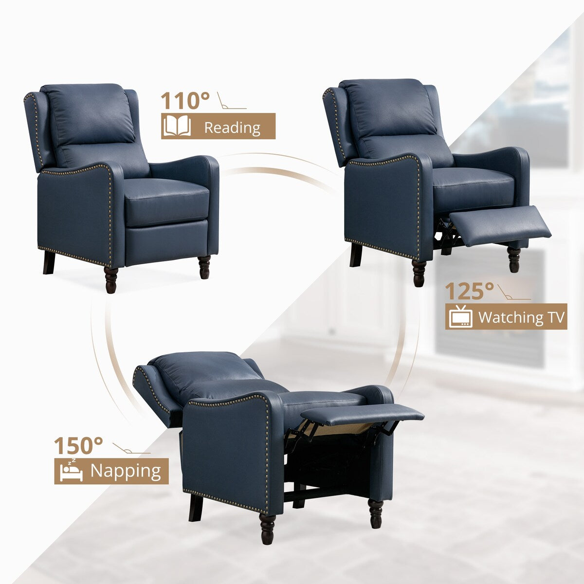 Fauteuil inclinable en cuir véritable COZYMAN, fauteuil confortable pour le salon