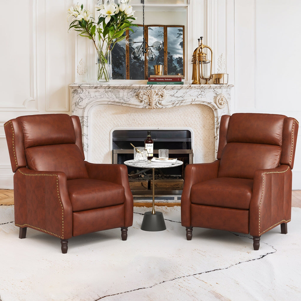 Fauteuils inclinables modernes en cuir véritable COZYMAN, fauteuils inclinables réglables avec accoudoirs confortables, lot de 2