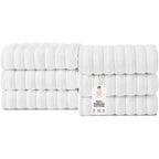 Lot de 6 serviettes de toilette CTT Classic blanches côtelées 100 % coton turc, à séchage rapide et absorbantes - 33 L x 20 l