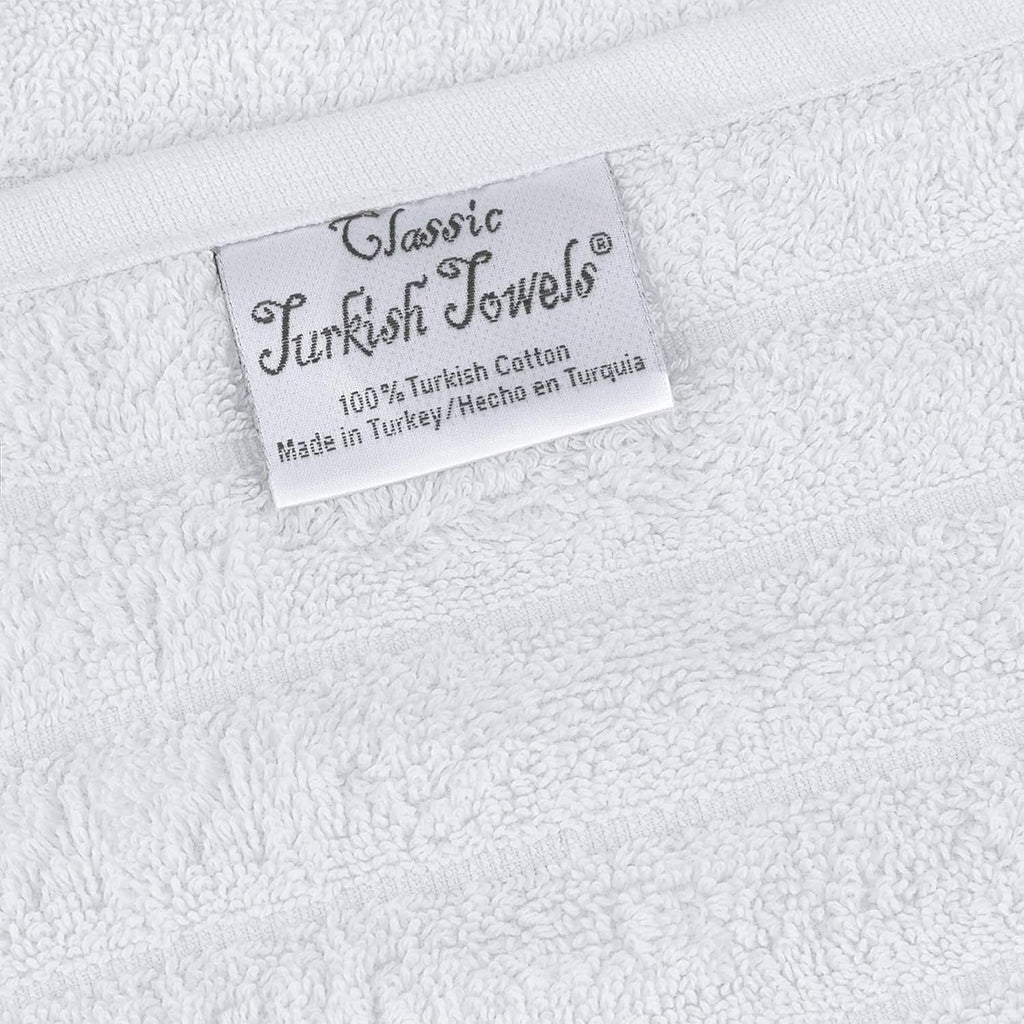 Lot de 6 serviettes de toilette CTT Classic blanches côtelées 100 % coton turc, à séchage rapide et absorbantes - 33 L x 20 l
