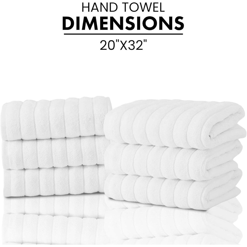 Lot de 6 serviettes de toilette CTT Classic blanches côtelées 100 % coton turc, à séchage rapide et absorbantes - 33 L x 20 l