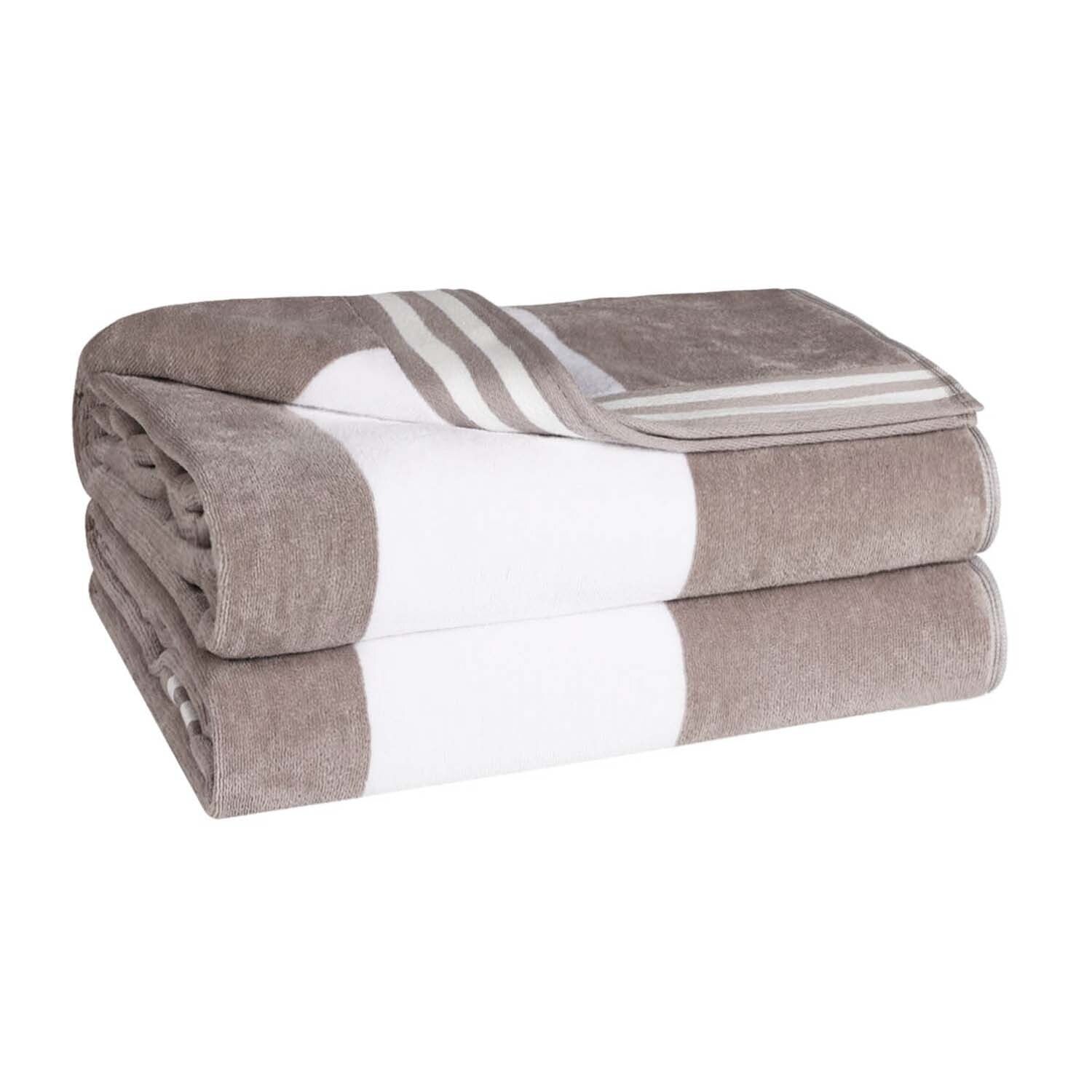 Ensemble de 2 serviettes de plage surdimensionnées en coton à rayures Cabana de Superior