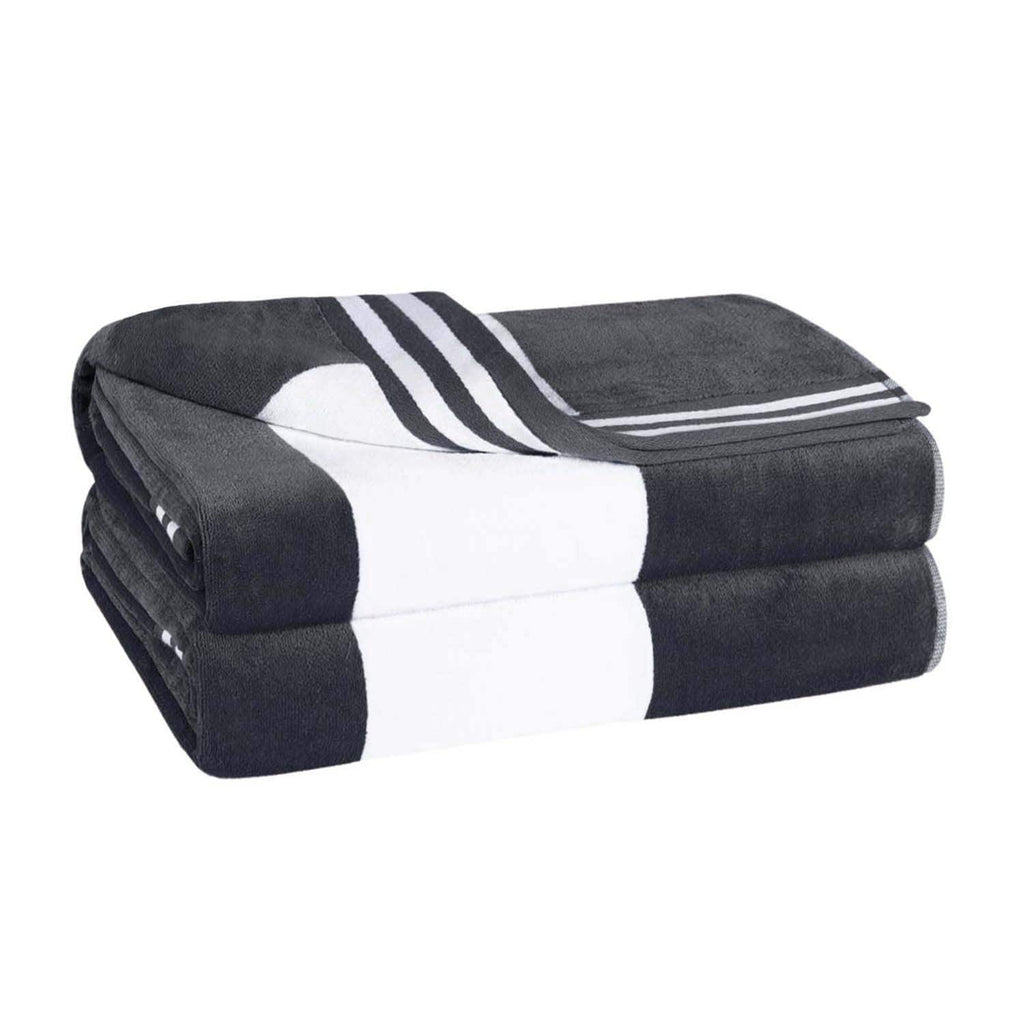 Ensemble de 2 serviettes de plage surdimensionnées en coton à rayures Cabana de Superior