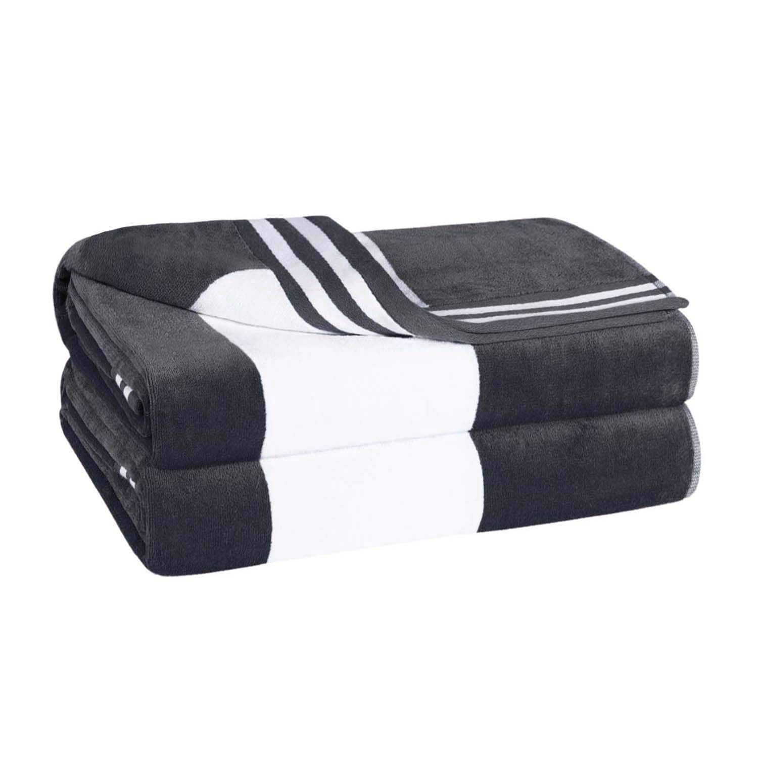 Ensemble de 2 serviettes de plage surdimensionnées en coton à rayures Cabana de Superior