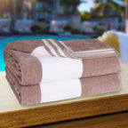 Ensemble de 2 serviettes de plage surdimensionnées en coton à rayures Cabana de Superior
