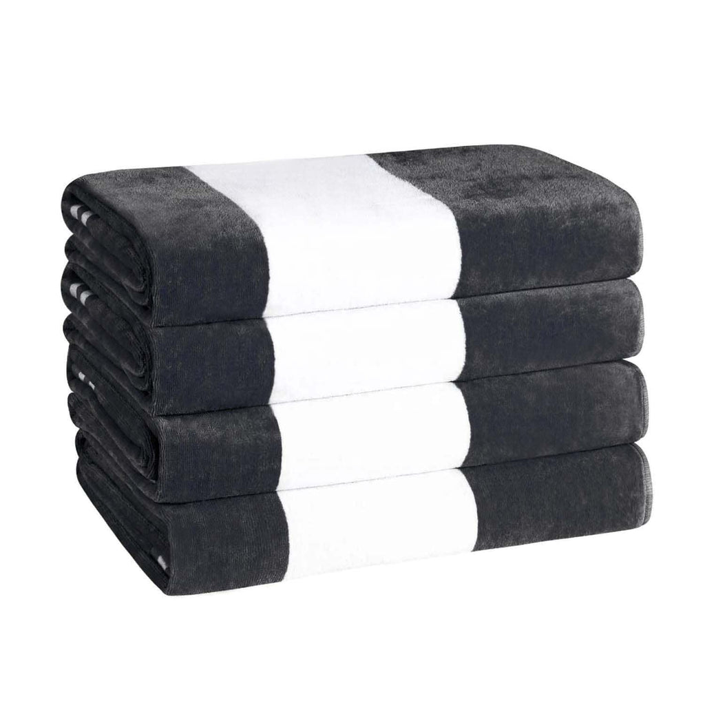 Ensemble de 4 serviettes de plage surdimensionnées en coton à rayures Cabana de Superior