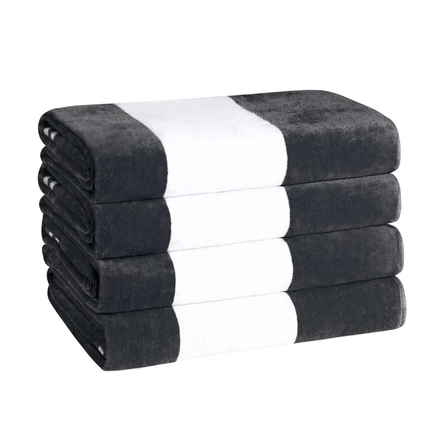 Ensemble de 4 serviettes de plage surdimensionnées en coton à rayures Cabana de Superior