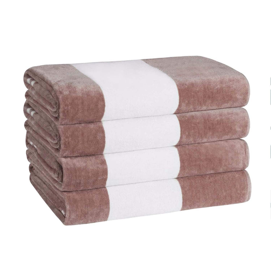 Ensemble de 4 serviettes de plage surdimensionnées en coton à rayures Cabana de Superior