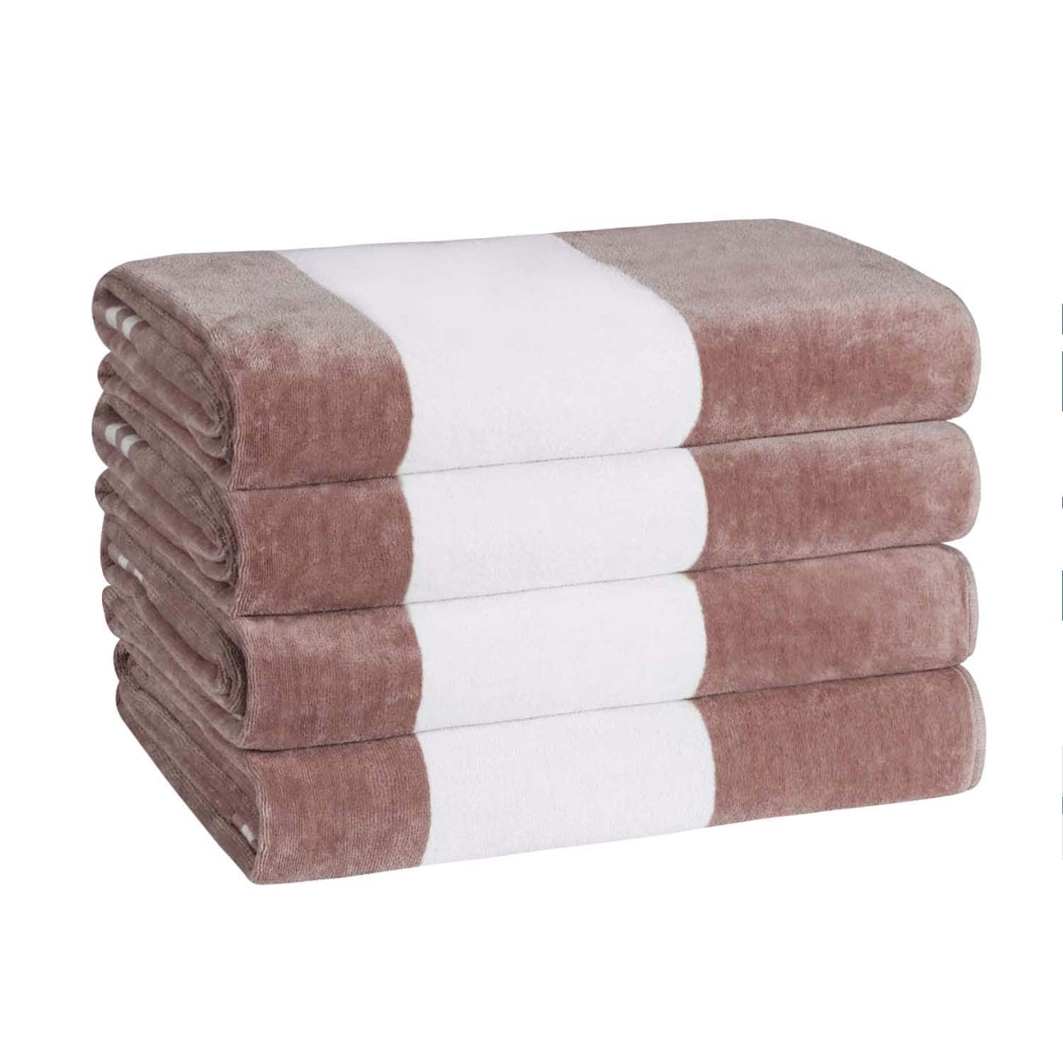 Ensemble de 4 serviettes de plage surdimensionnées en coton à rayures Cabana de Superior