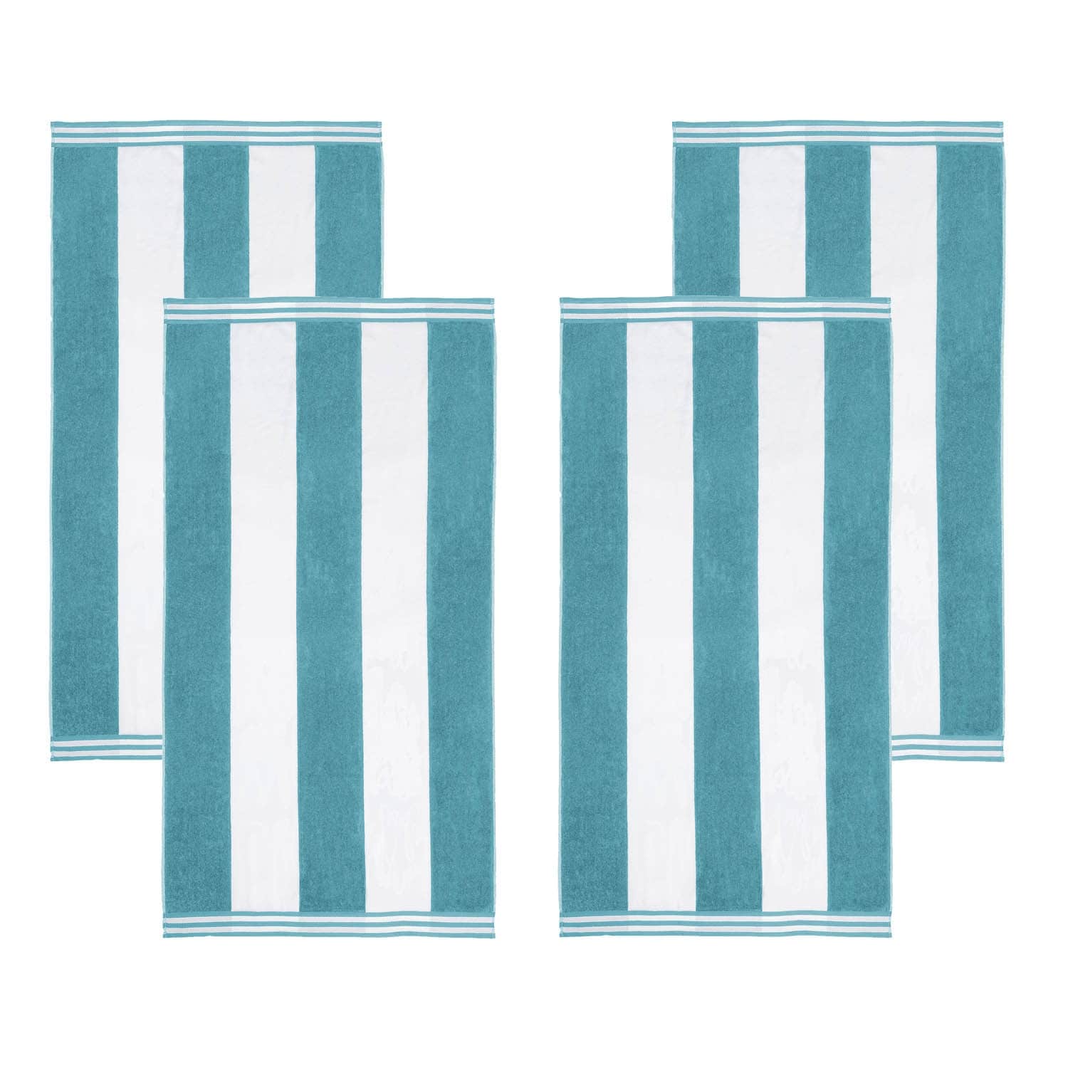 Ensemble de 4 serviettes de plage surdimensionnées en coton à rayures Cabana de Superior