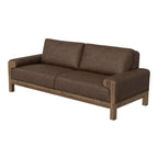 Canapé Caisy, tissu marron chocolat, coussins en mousse, bois massif, 236 cm