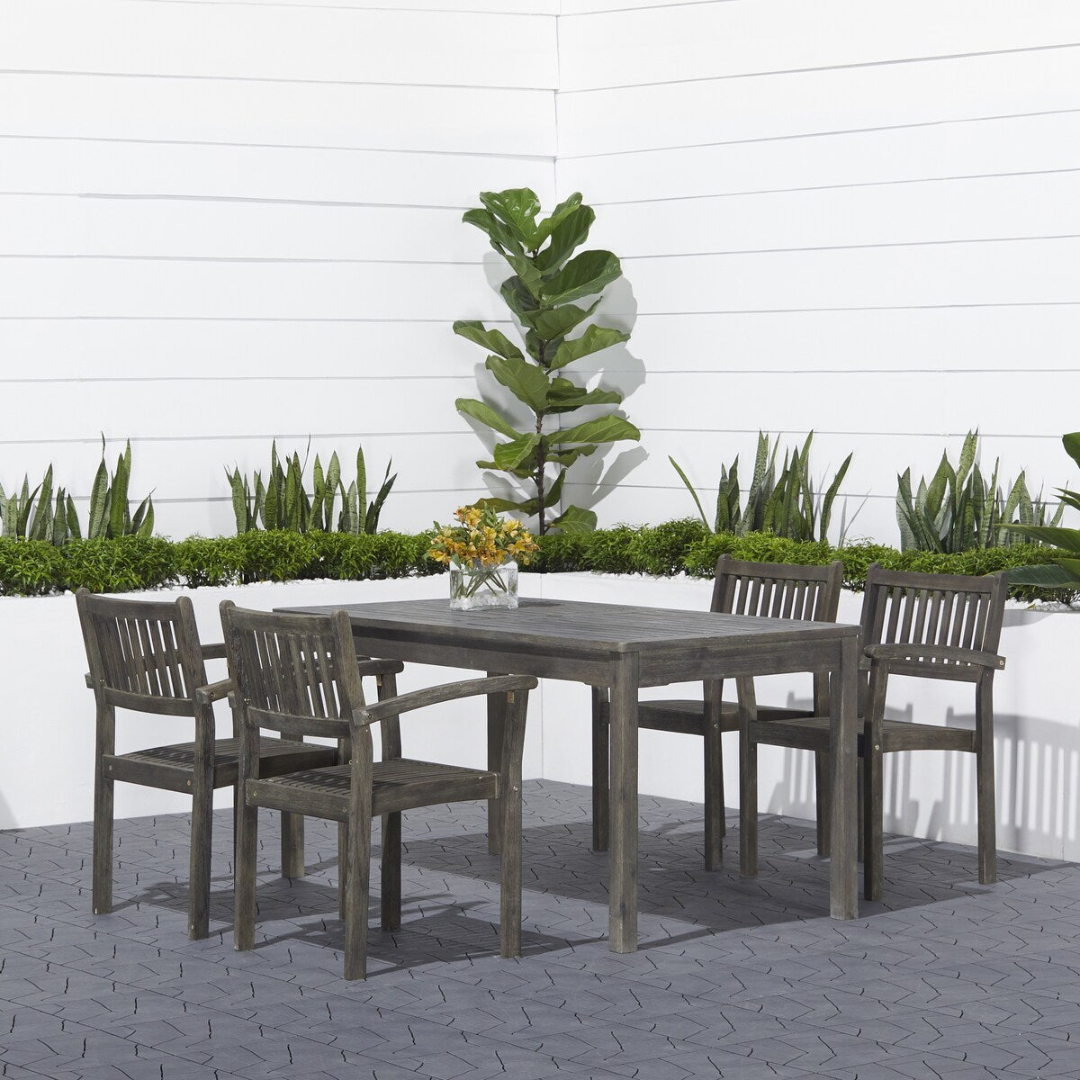 Ensemble de salle à manger empilable en bois Caladesi