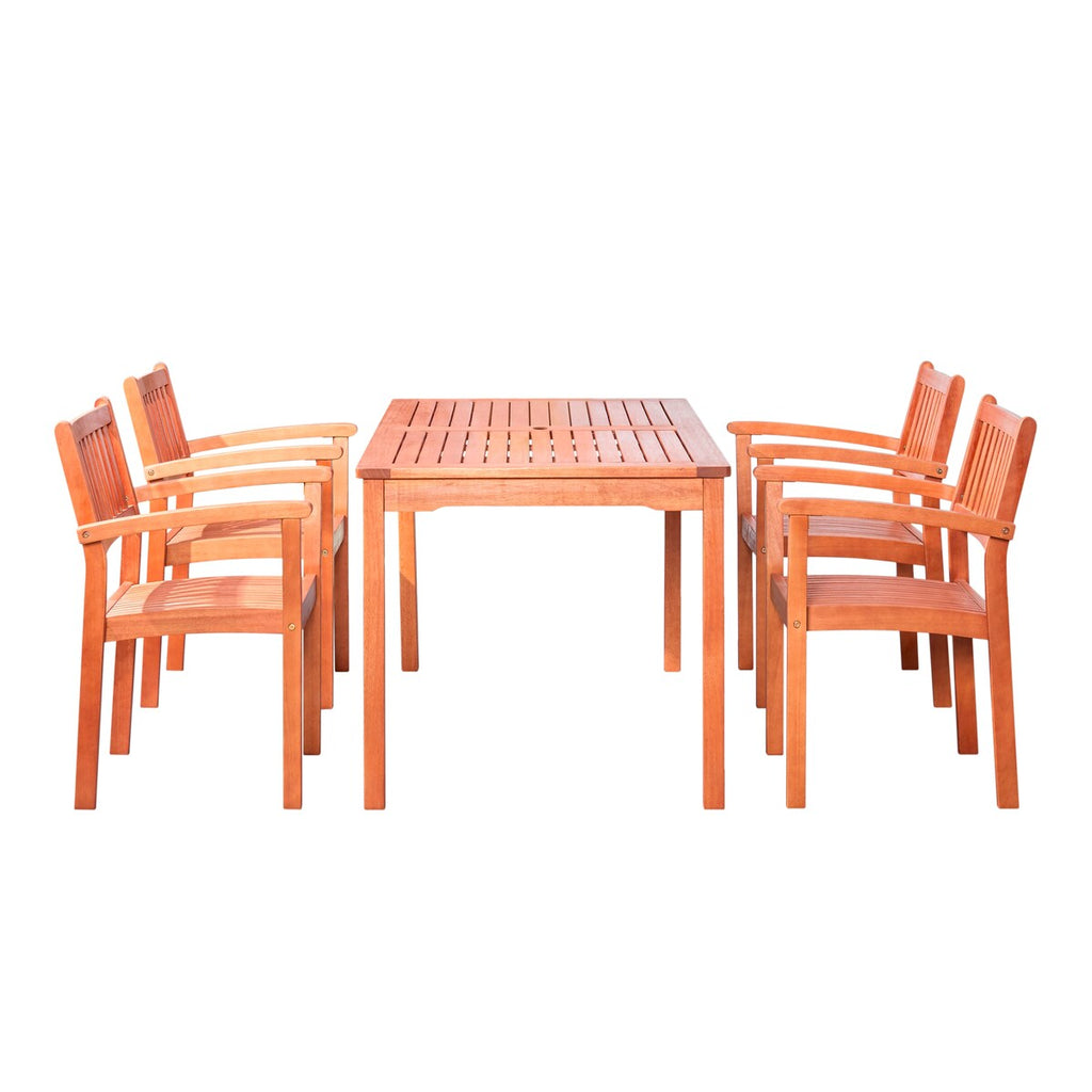 Ensemble de salle à manger empilable en bois Caladesi